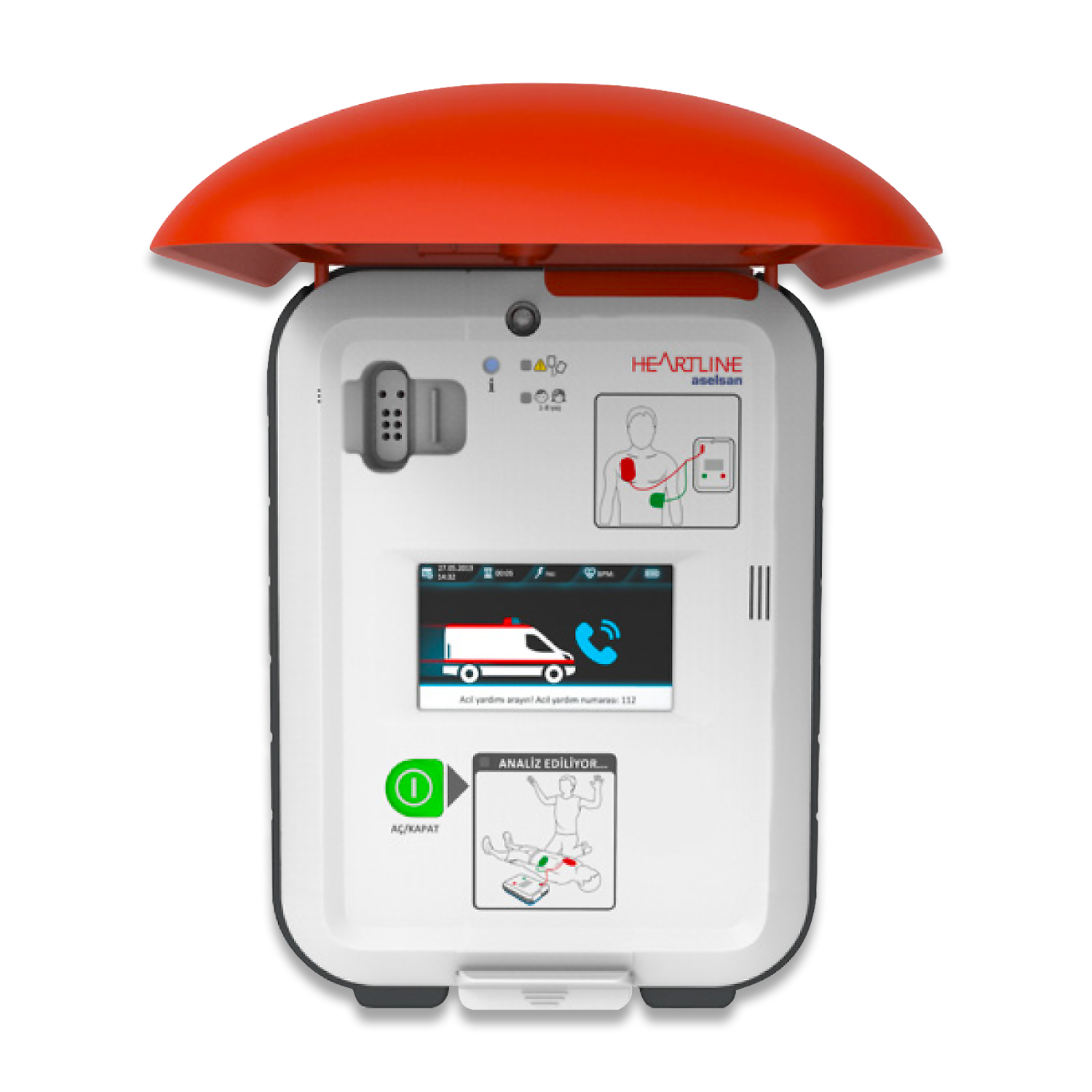aselsan heartline otomatik eksternal defibrilatör oed cihazı kapaklı model
