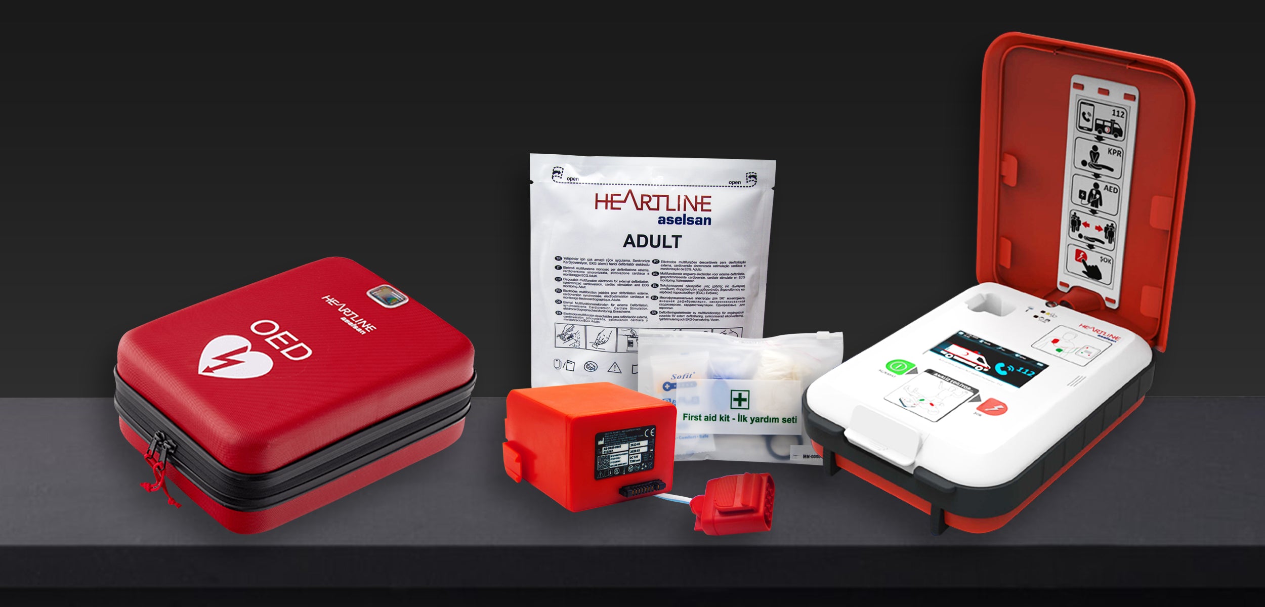 aselsan heartline otomatik eksternal defibrilatör oed cihazı kutu içeriği