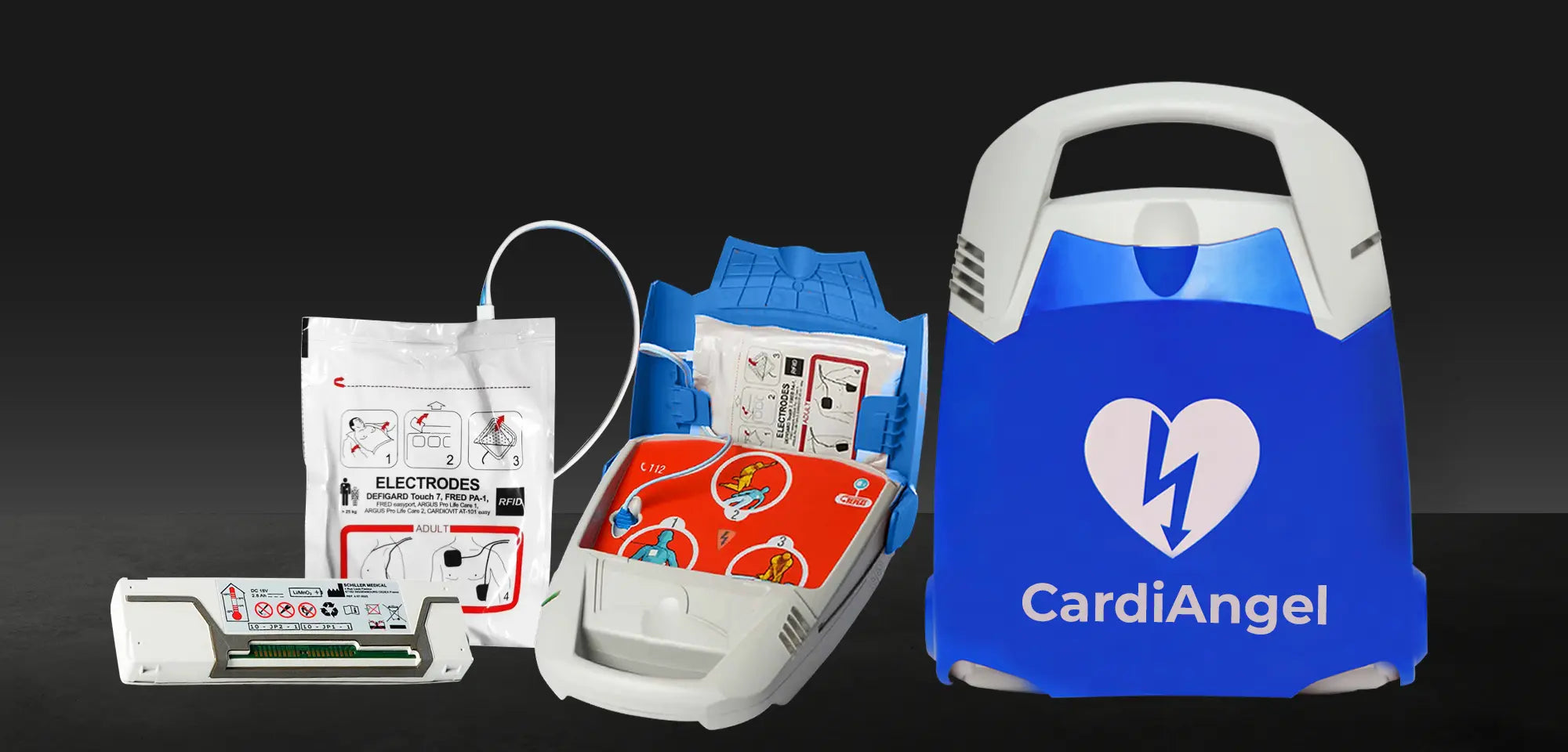 cardiangel otomatik eksternal defibrilatör oed cihazı kutu içeriği